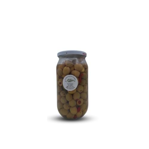 El Yapımı Biber Dolgulu Yeşil Zeytin - 500gr